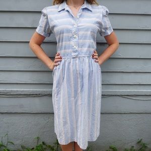 Vintage 1980s does 50s Collared Stripe Dress